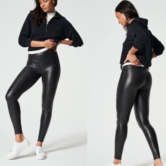 Spanx Black SPANXshape High Rise Faux Leather Leggings 35885 - Picture 1 of 10